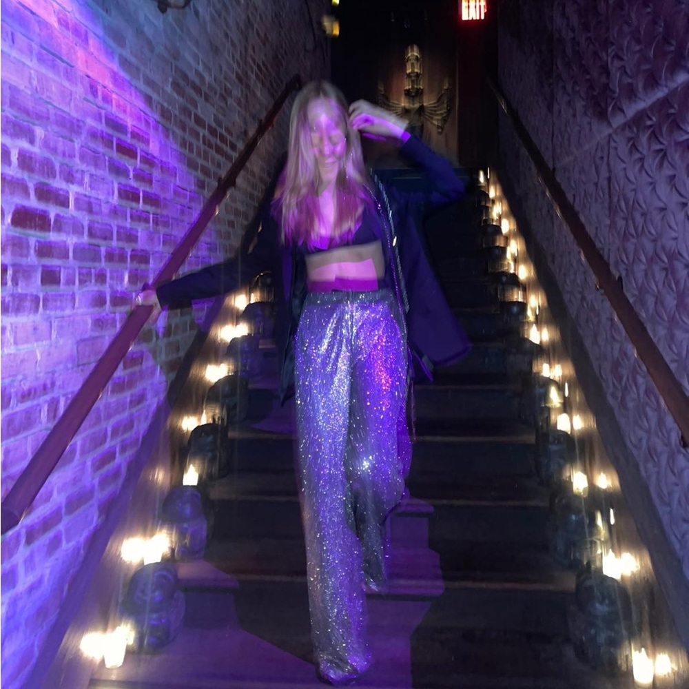 Glitter high waisted full length pants!